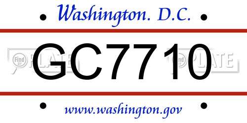 GC7710 District Of Columbia License Plate