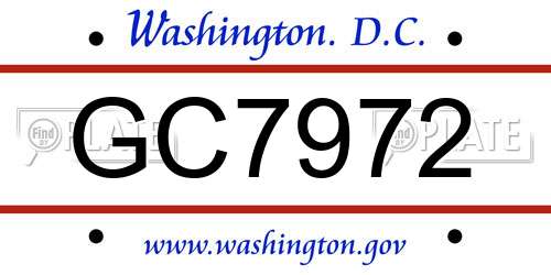 GC7972 District Of Columbia License Plate