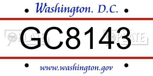 GC8143 District Of Columbia License Plate