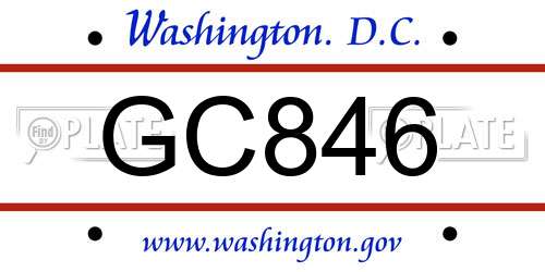 GC846 District Of Columbia License Plate