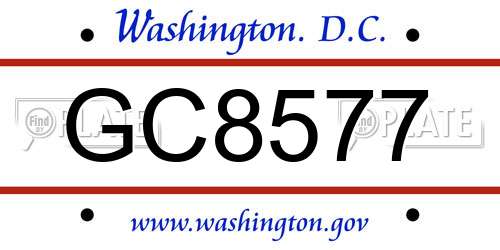 GC8577 District Of Columbia License Plate