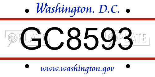 GC8593 District Of Columbia License Plate