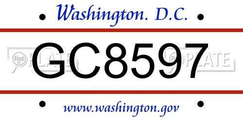 GC8597 District Of Columbia License Plate