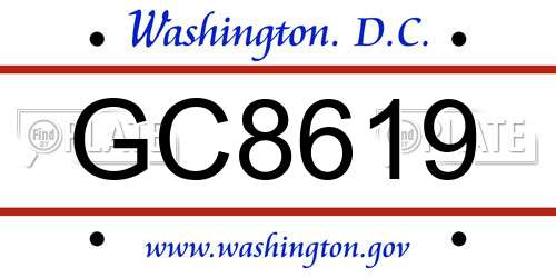 GC8619 District Of Columbia License Plate