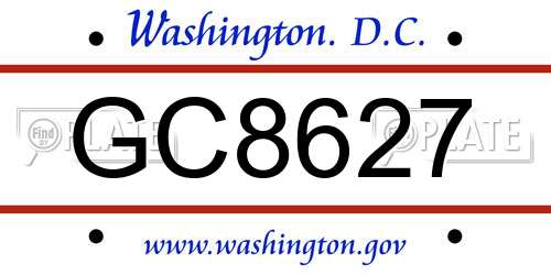 GC8627 District Of Columbia License Plate