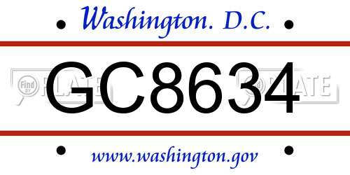 GC8634 District Of Columbia License Plate