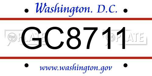 GC8711 District Of Columbia License Plate