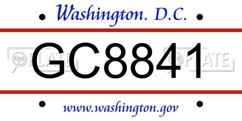 GC8841 District Of Columbia License Plate
