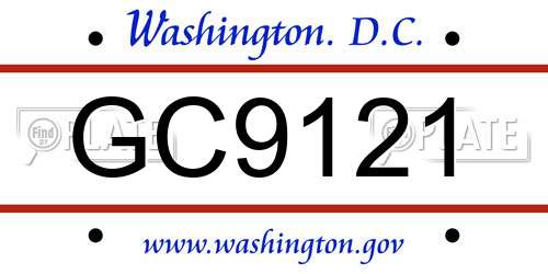 GC9121 District Of Columbia License Plate