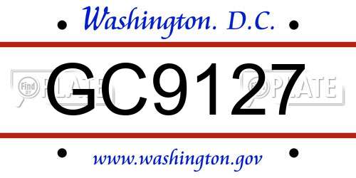 GC9127 District Of Columbia License Plate