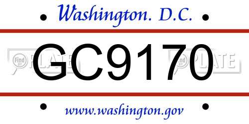 GC9170 District Of Columbia License Plate