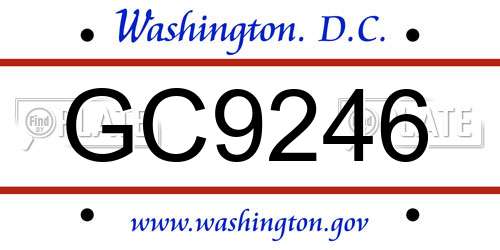 GC9246 District Of Columbia License Plate