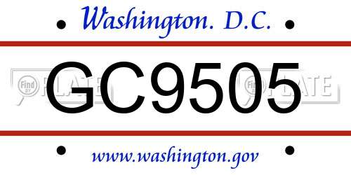 GC9505 District Of Columbia License Plate