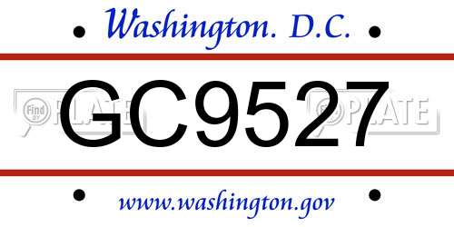 GC9527 District Of Columbia License Plate