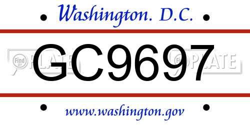 GC9697 District Of Columbia License Plate