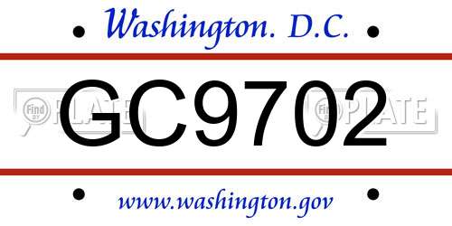 GC9702 District Of Columbia License Plate
