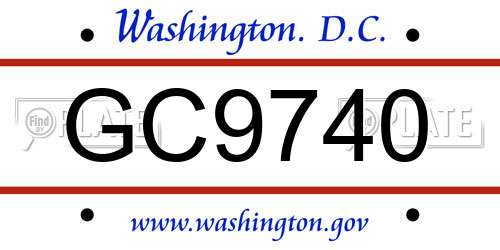 GC9740 District Of Columbia License Plate