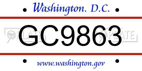 GC9863 District Of Columbia License Plate