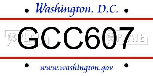 GCC607 District Of Columbia License Plate