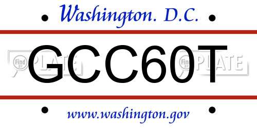 GCC60T District Of Columbia License Plate