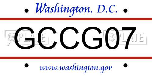 GCCG07 District Of Columbia License Plate