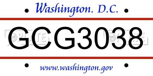 GCG3038 District Of Columbia License Plate