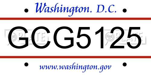 GCG5125 District Of Columbia License Plate