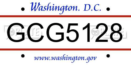 GCG5128 District Of Columbia License Plate