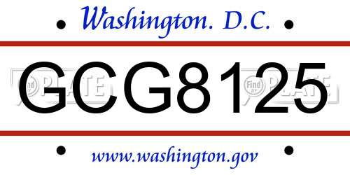 GCG8125 District Of Columbia License Plate