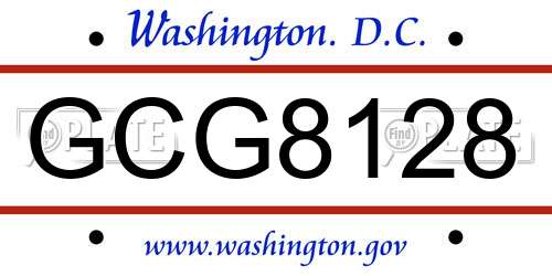GCG8128 District Of Columbia License Plate