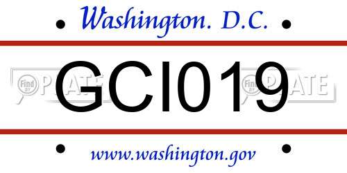 GCI019 District Of Columbia License Plate