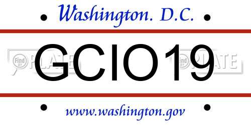 GCIO19 District Of Columbia License Plate