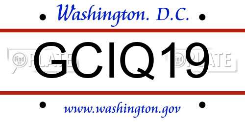 GCIQ19 District Of Columbia License Plate