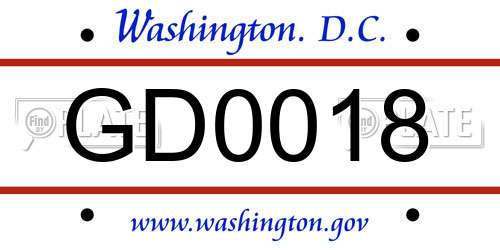 GD0018 District Of Columbia License Plate