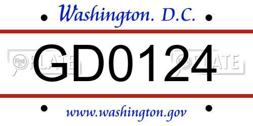 GD0124 District Of Columbia License Plate