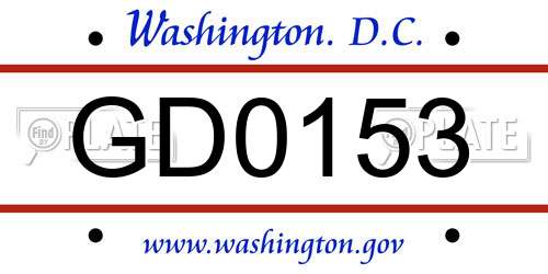 GD0153 District Of Columbia License Plate