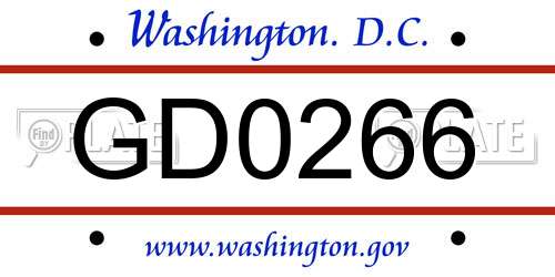 GD0266 District Of Columbia License Plate