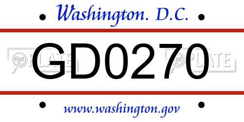 GD0270 District Of Columbia License Plate