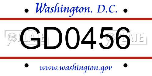 GD0456 District Of Columbia License Plate