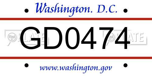 GD0474 District Of Columbia License Plate