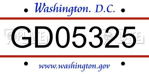 GD05325 District Of Columbia License Plate