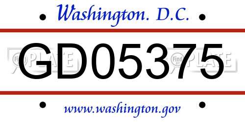 GD05375 District Of Columbia License Plate