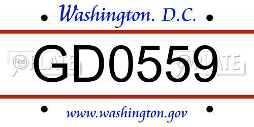 GD0559 District Of Columbia License Plate