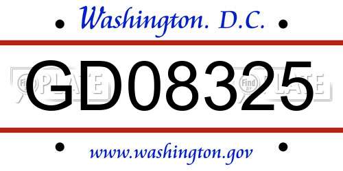 GD08325 District Of Columbia License Plate