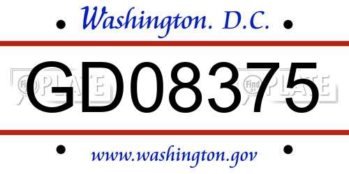 GD08375 District Of Columbia License Plate