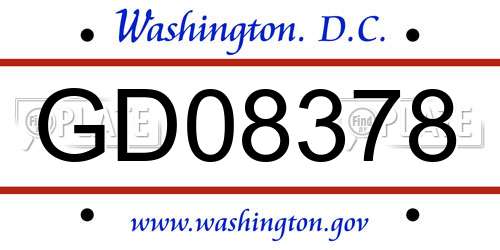 GD08378 District Of Columbia License Plate