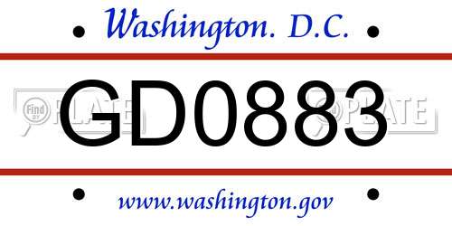 GD0883 District Of Columbia License Plate