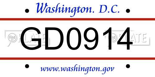 GD0914 District Of Columbia License Plate