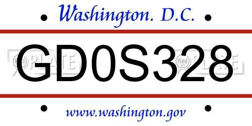 GD0S328 District Of Columbia License Plate