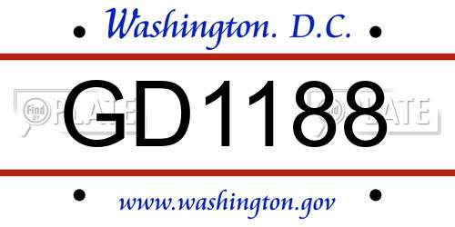 GD1188 District Of Columbia License Plate